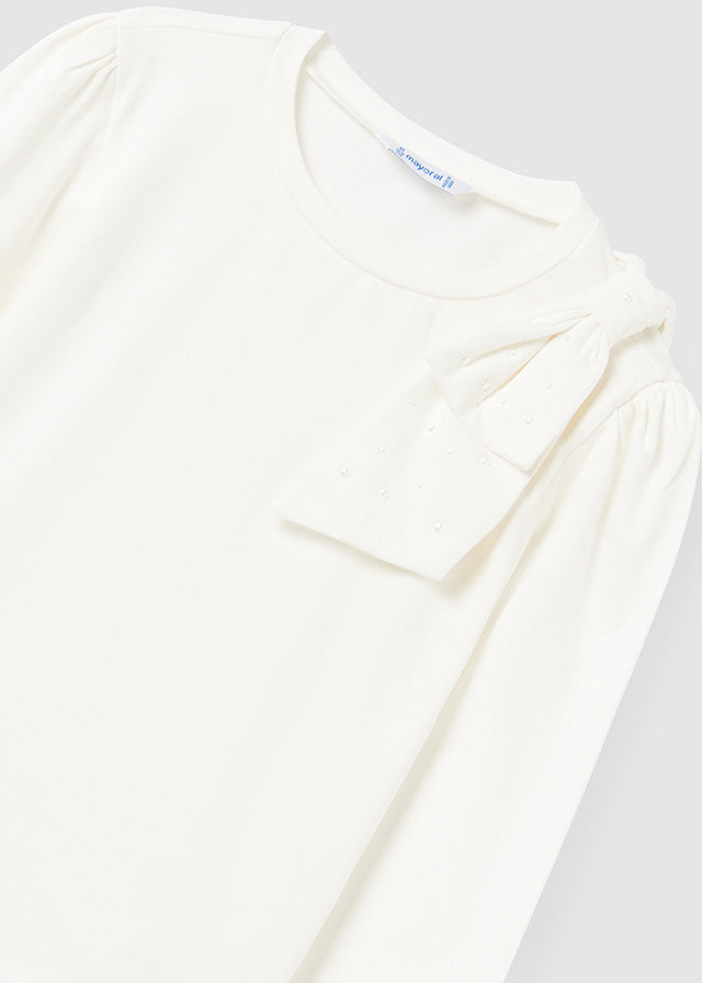 Camiseta manga larga lazo, color crudo