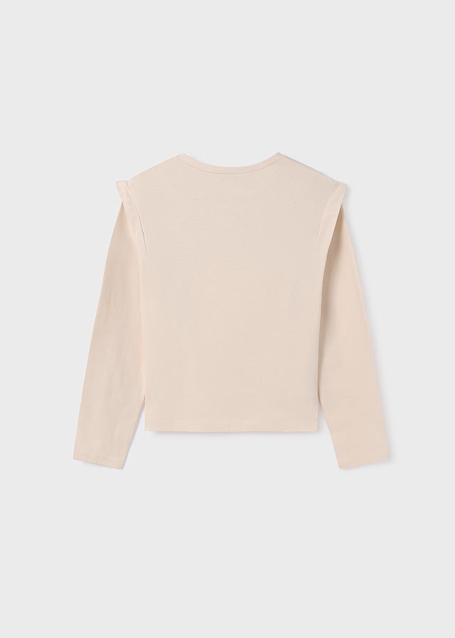 Camiseta manga larga tachuelas beig