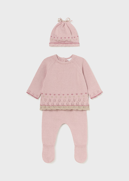 Conjunto polaina tricot con gorro