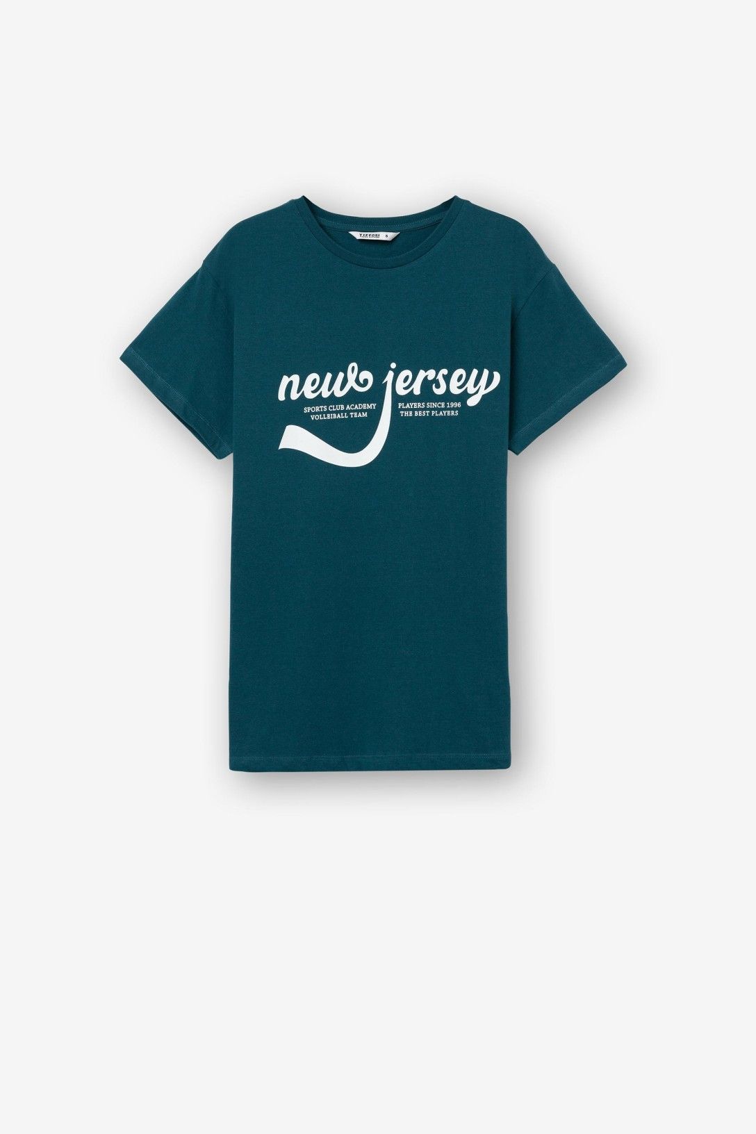 Camiseta manga corta azul.