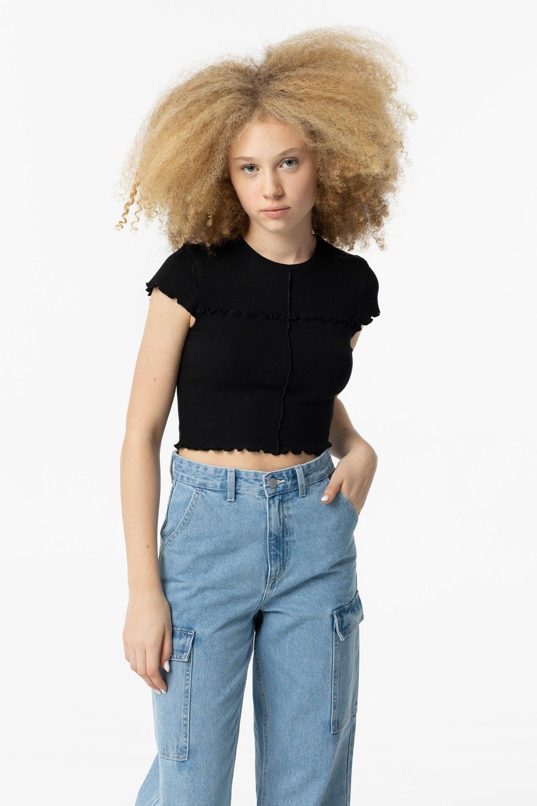 Camiseta canalé negra
