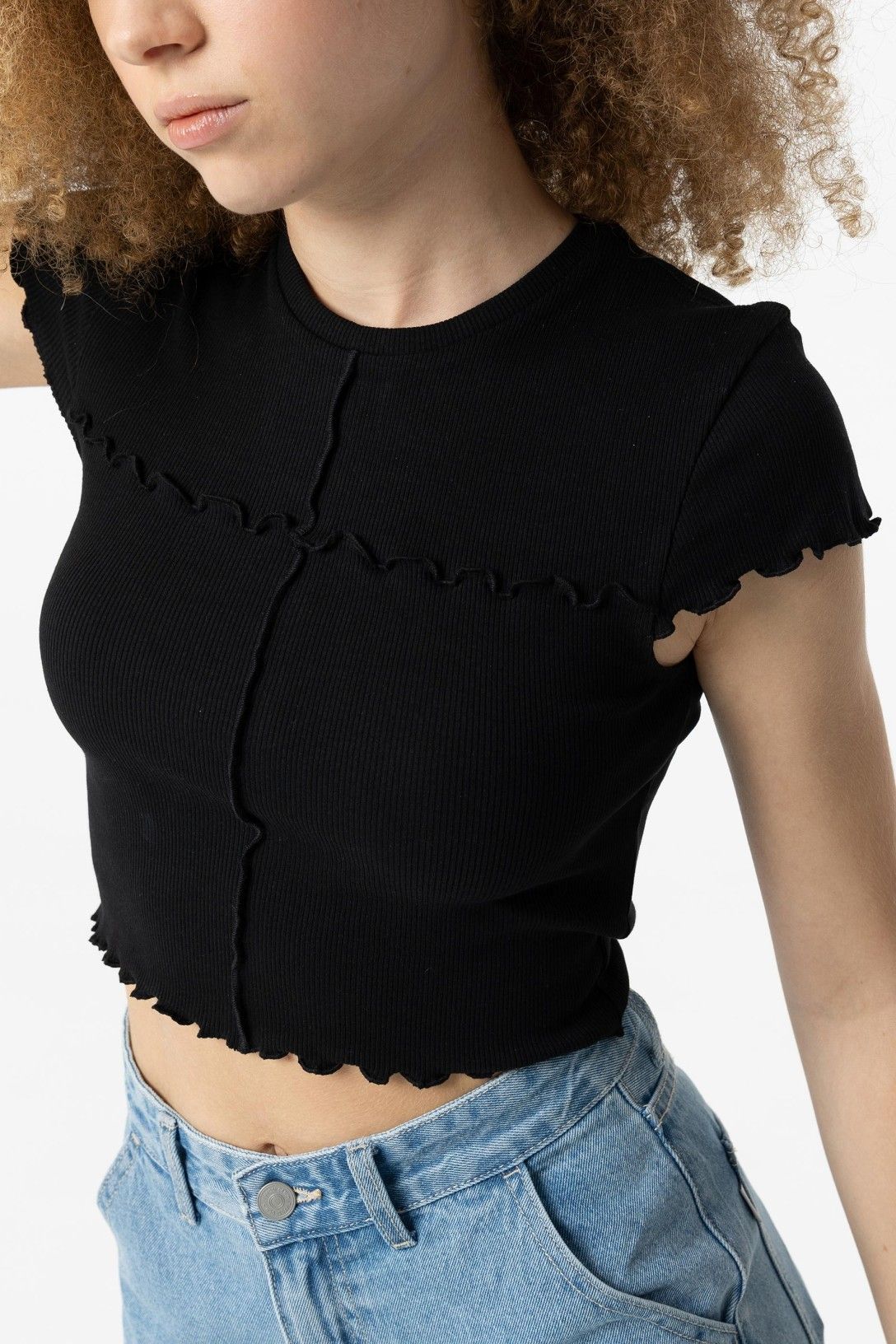Camiseta canalé negra