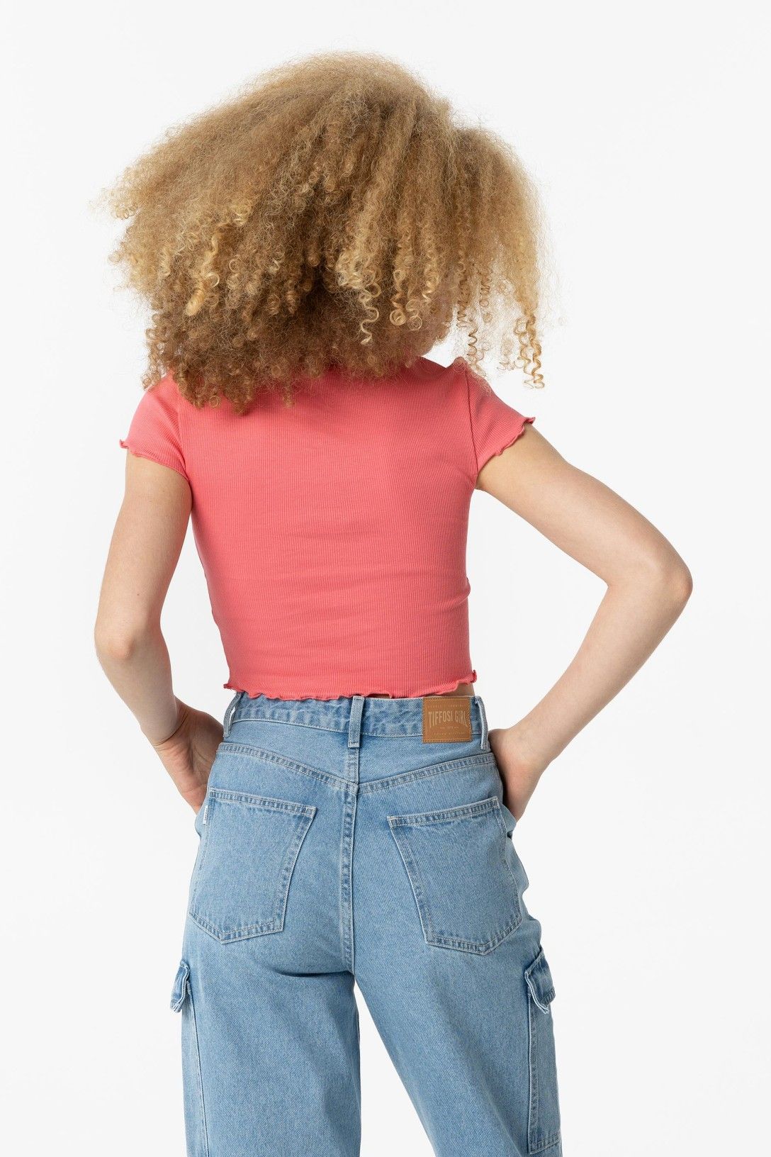 Camiseta canalé coral