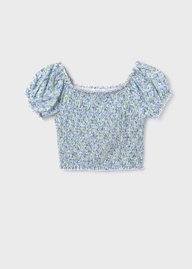 Blusa nido de abeja estampada