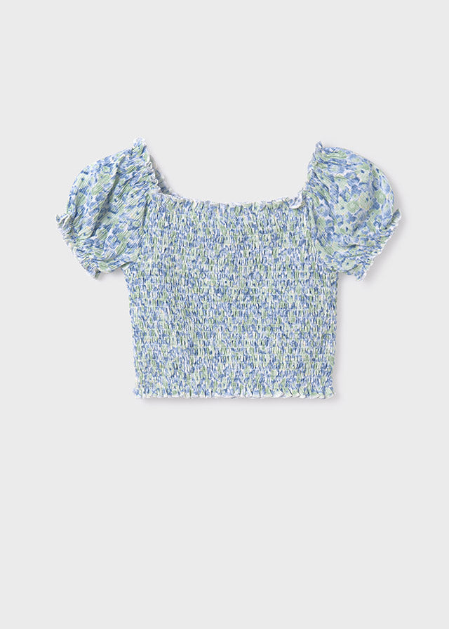 Blusa nido de abeja estampada