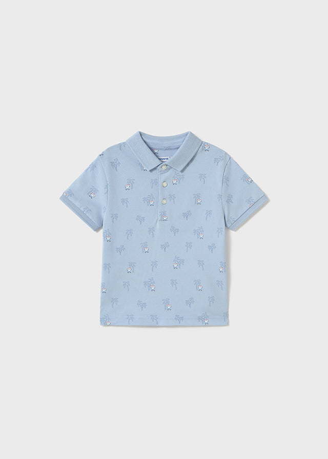 Polo estampado celeste