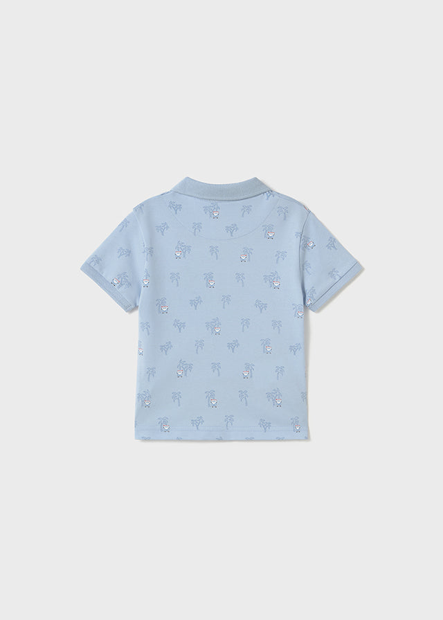 Polo estampado celeste