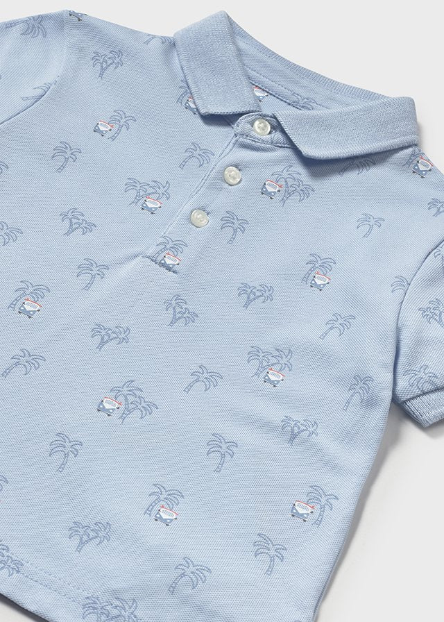 Polo estampado celeste