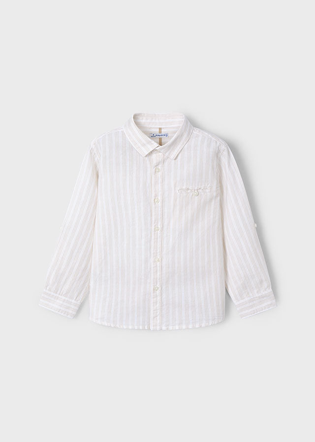 Camisa cuello mao en lino.
