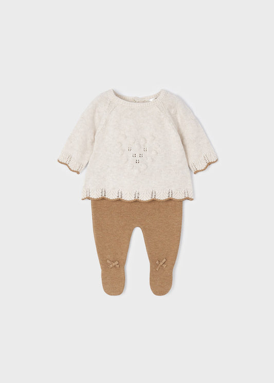 Conjunto polaina de tricotosa caramelo