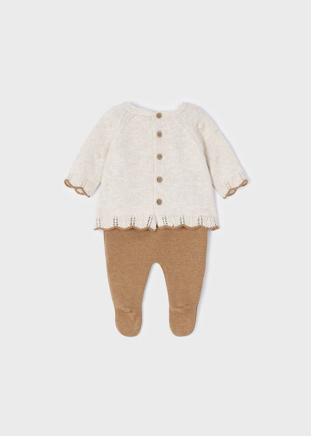 Conjunto polaina de tricotosa caramelo