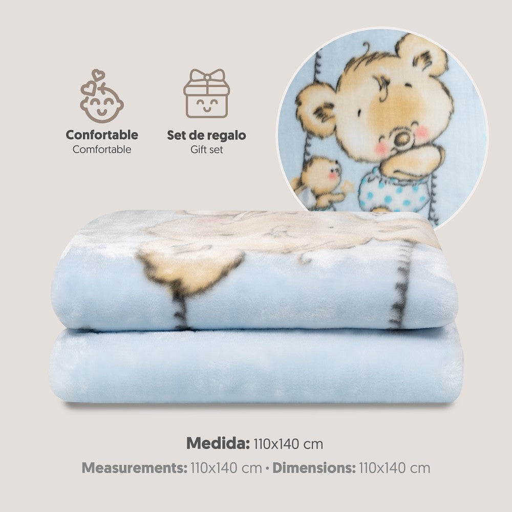 MANTA CUNA OSITO NUBE AZUL