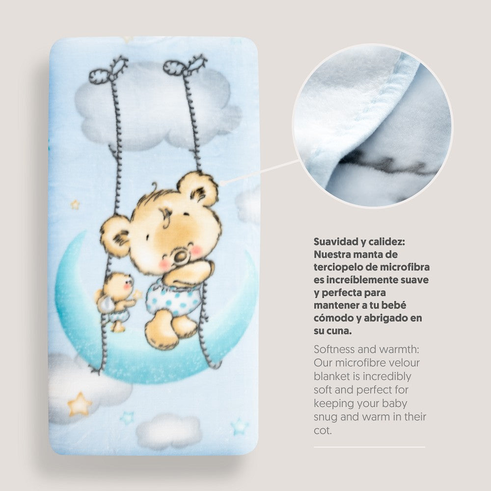 MANTA CUNA OSITO NUBE AZUL