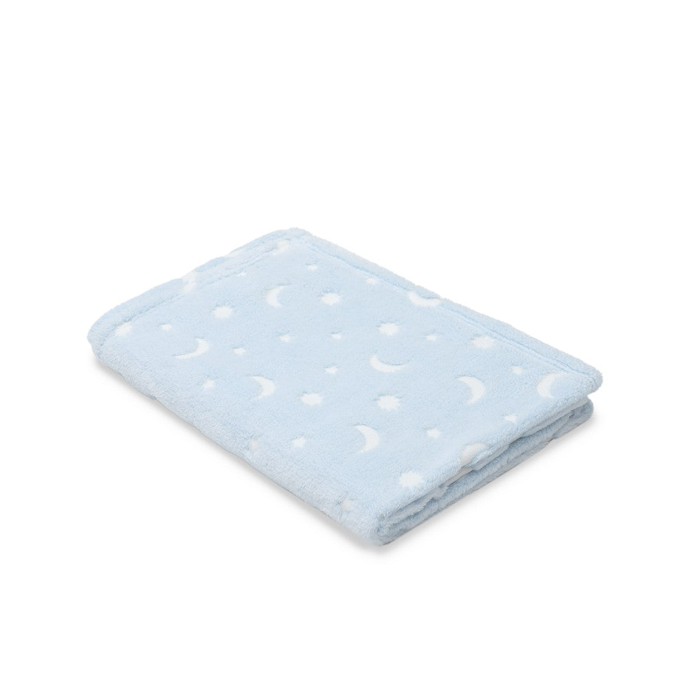 MANTA GRABADA LUNA ESTRELLAS AZUL