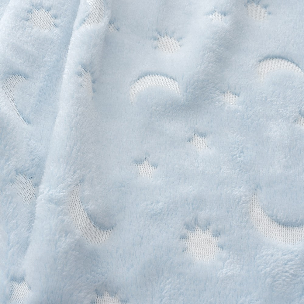 MANTA GRABADA LUNA ESTRELLAS AZUL