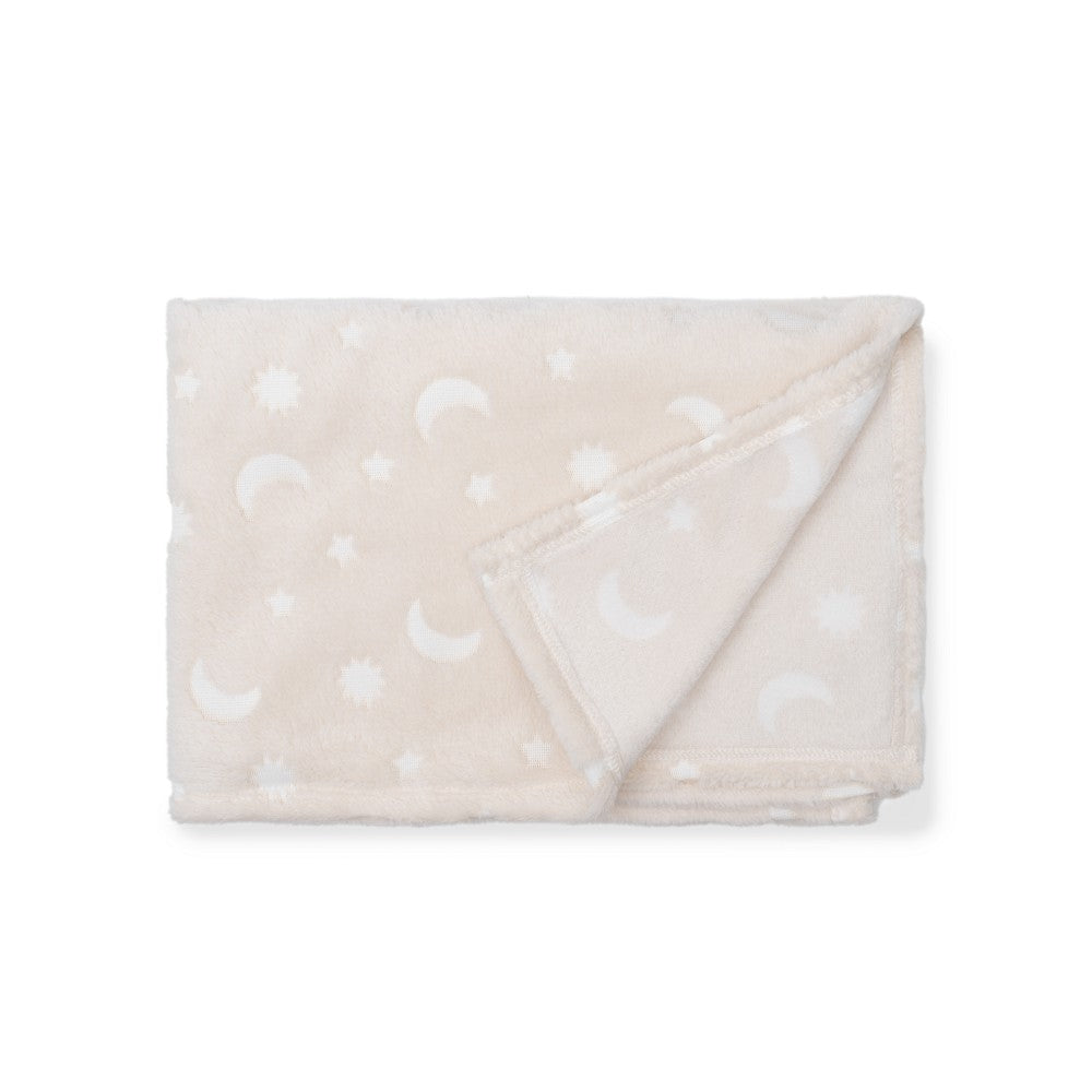 MANTA GRABADA LUNA ESTRELLAS BEIG