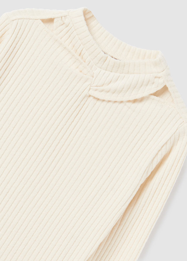 Camiseta manga larga canalé cut out