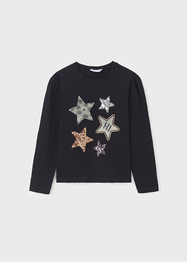 Camiseta manga larga negra estrellas
