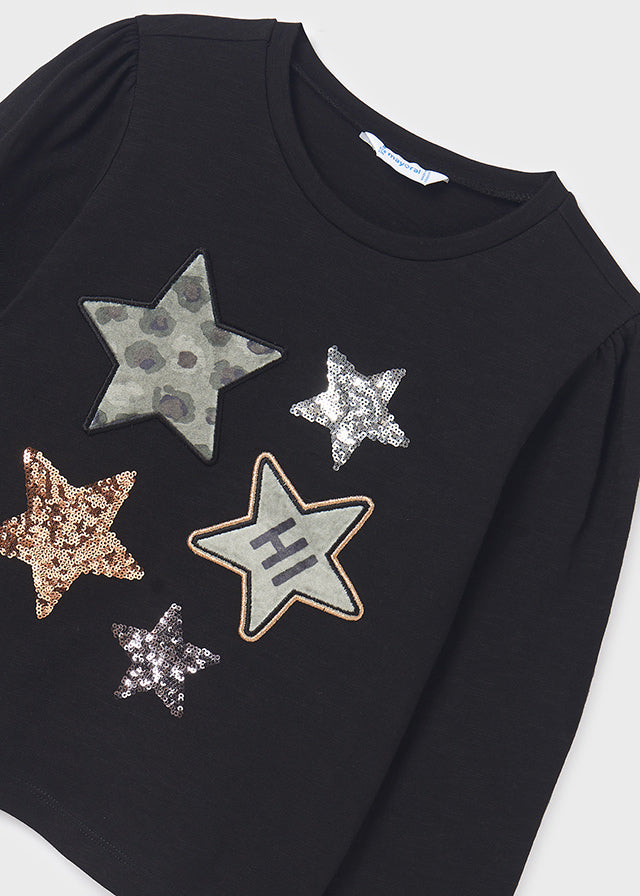 Camiseta manga larga negra estrellas
