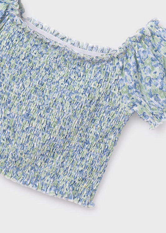 Blusa nido de abeja estampada