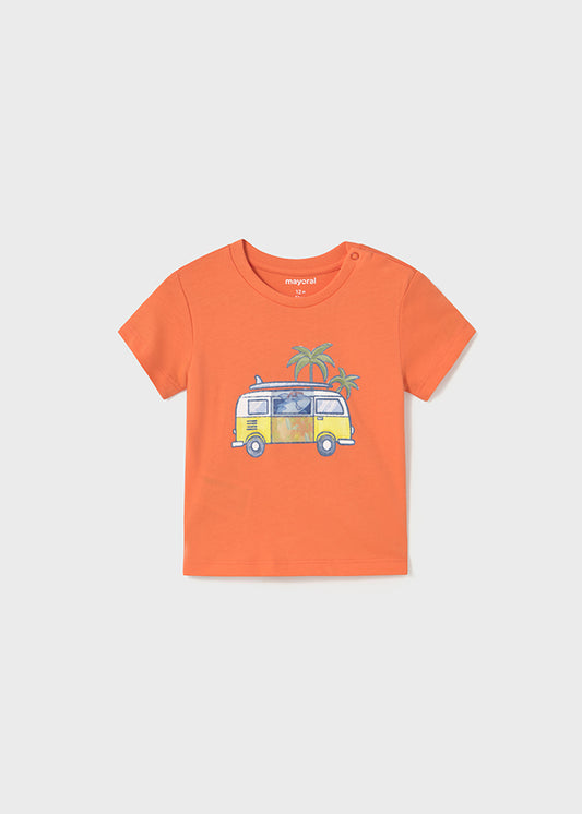 Camiseta autobus naranja.