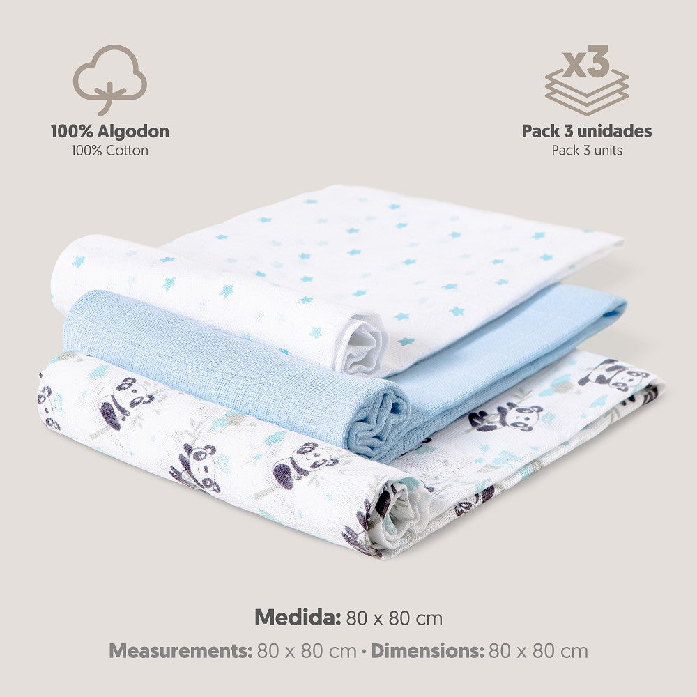 GASAS 80X80 MOD PANDA PACK 3 AZUL