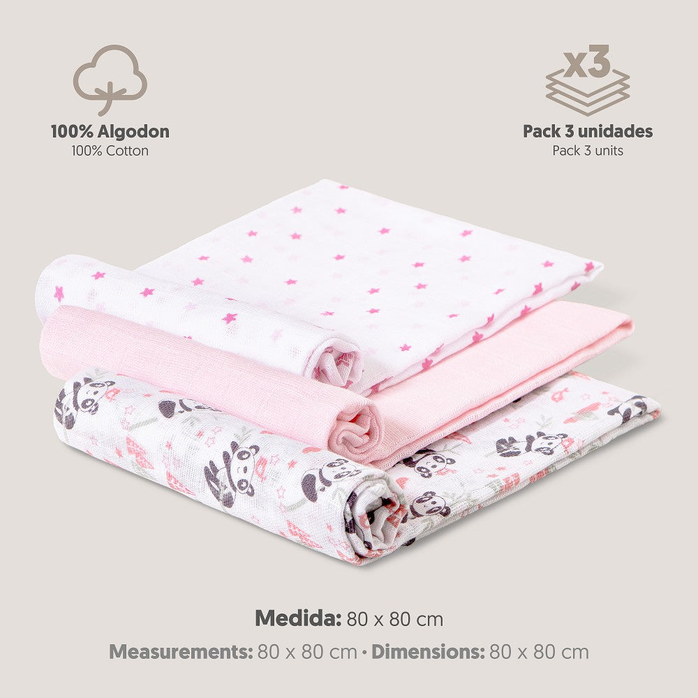 GASAS 80X80 MOD PANDA PACK 3 ROSA
