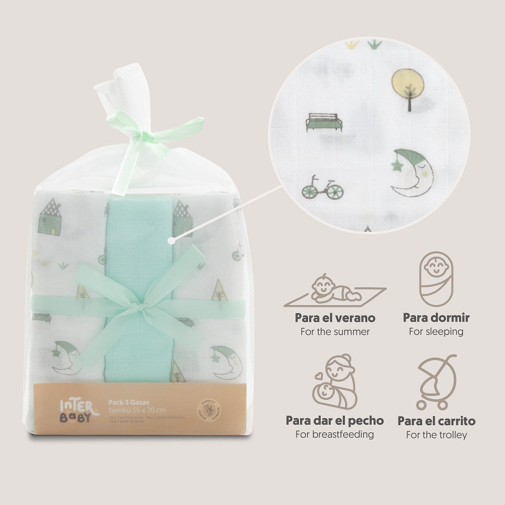 GASAS PACK DE 3 DE 80X80 VERDE