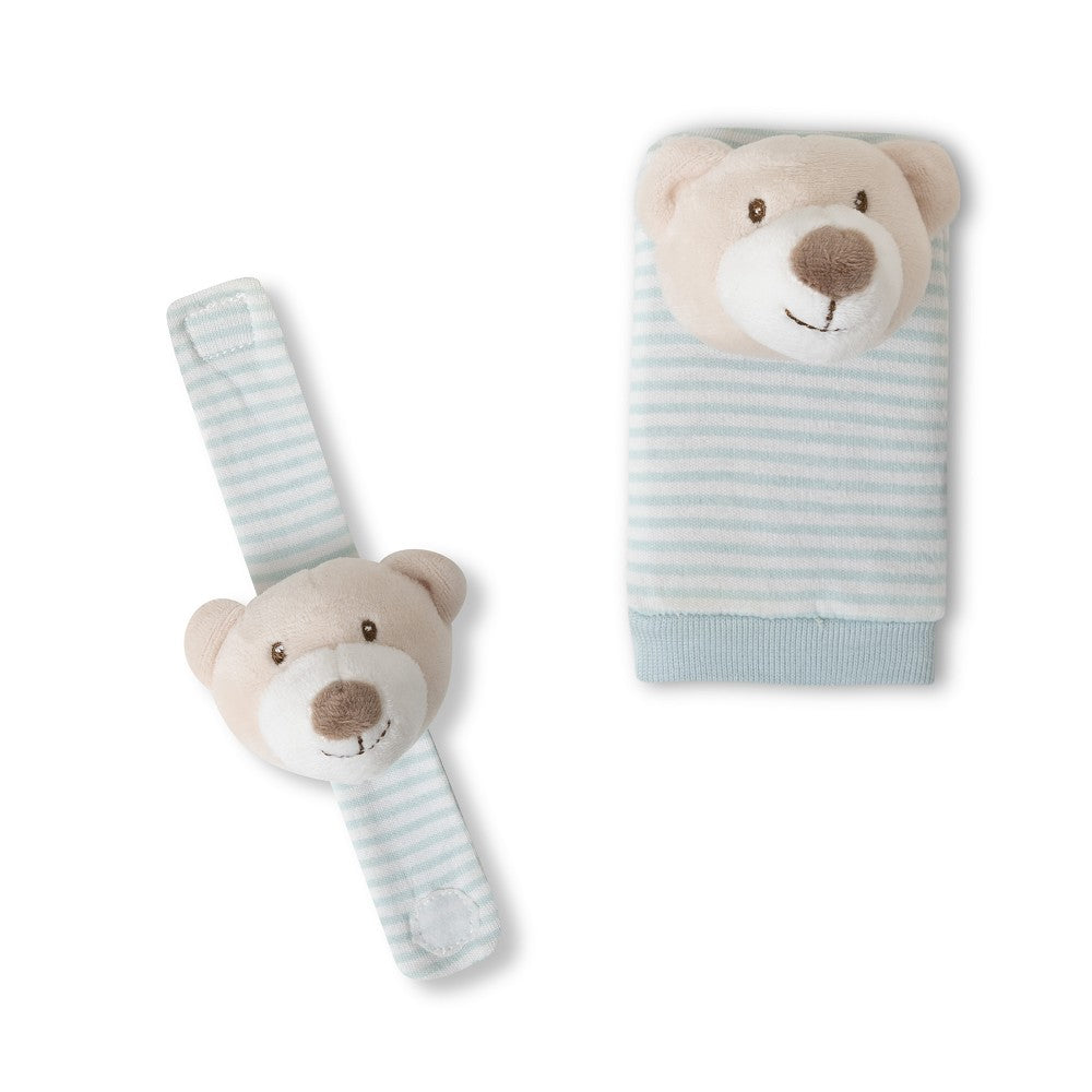 SET SONAJEROS PARA PIES Y MUÑECAS MOD OSITO AZUL