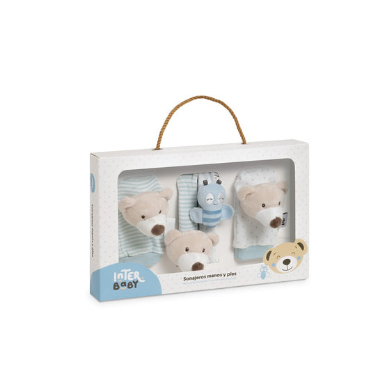 SET SONAJEROS PARA PIES Y MUÑECAS MOD OSITO AZUL