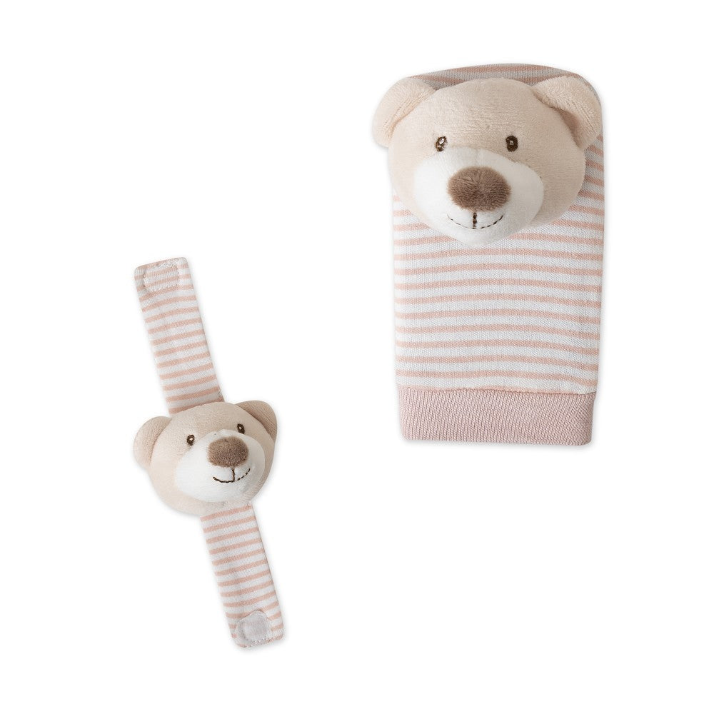 SET SONAJEROS PARA PIES Y MUÑECAS MOD OSITO ROSA