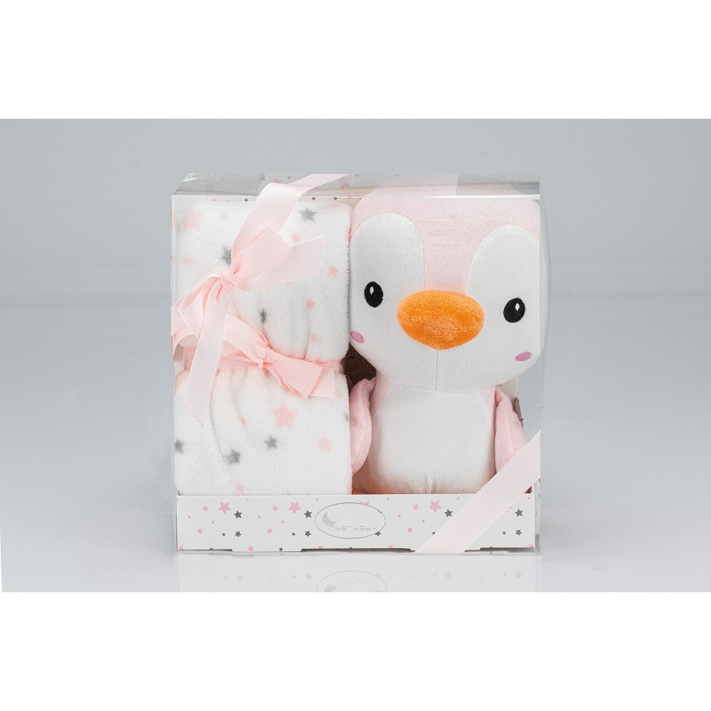 PELUCHE+MANTA MOD PINGUINO ROSA
