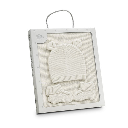 SET 3 PIEZAS TOCA GORRA PATUCOS BEIG