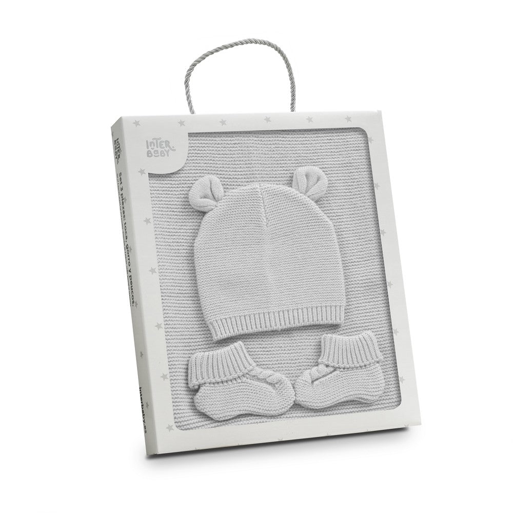 SET 3 PIEZAS TOCA GORRA PATUCOS GRIS