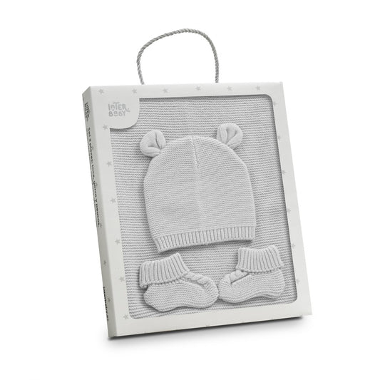 SET 3 PIEZAS TOCA GORRA PATUCOS GRIS