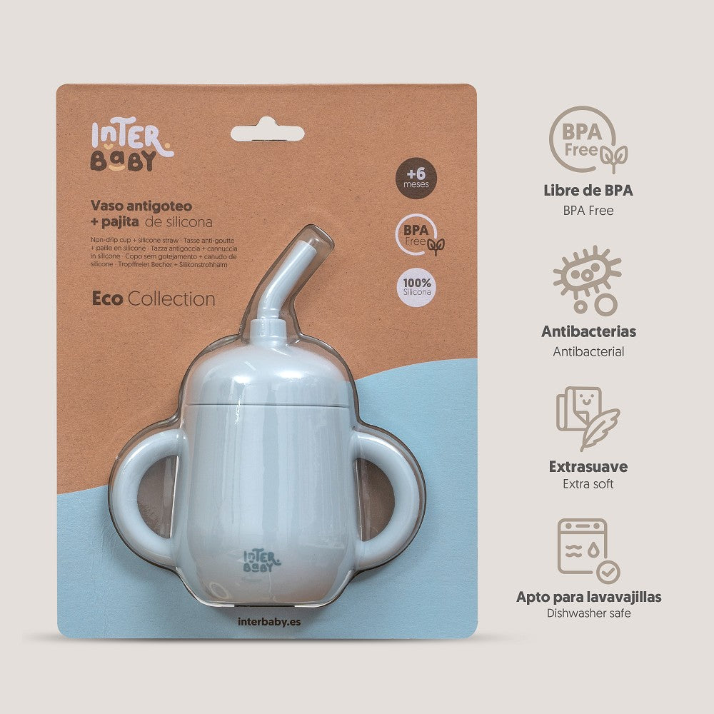 VASO ANTIDERRAME DE SILICONA AZUL GRISACEO